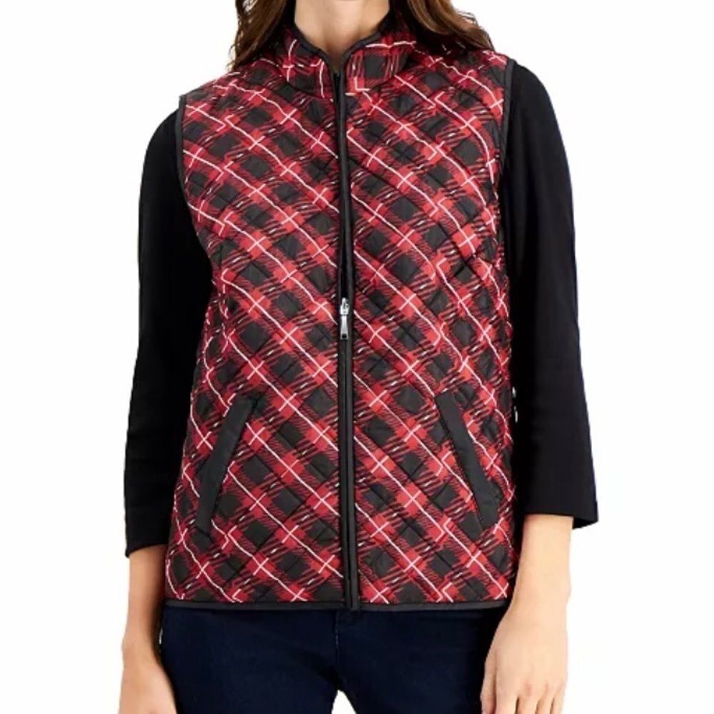 Karen Scott Charlie Plaid Vest women’s size large